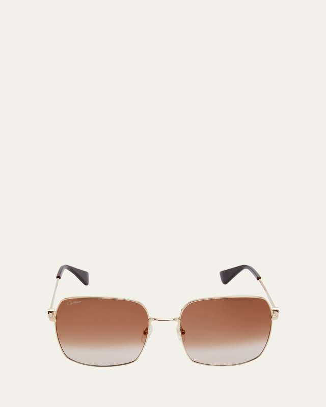 Golden Gradient Logo Square Metal Sunglasses